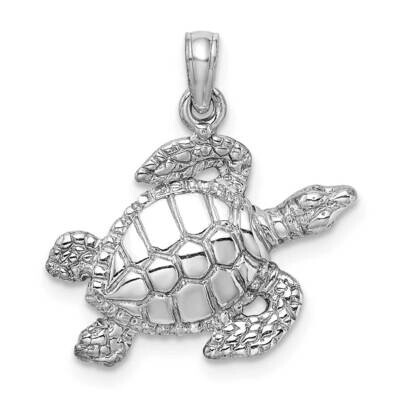Sea Turtle Charm 14k White Gold Textured K3308W, MPN: K3308W, 637218175192