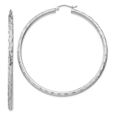 Textured Hoop Earrings 14k white Gold TF630, MPN: TF630, 886774731759