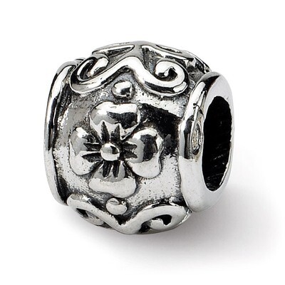 Floral Bead - Sterling Silver QRS237, MPN: QRS237, 883957721354