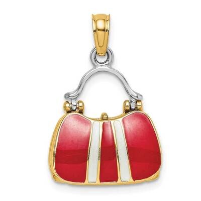 Red Enameled Handbag Moveable Charm 14k Gold 3-D K6934, MPN: K6934, 637218134199