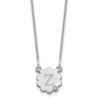 Initial Flower with Diamond Necklace 10k White Gold 10XNA1381W, MPN: 10XNA1381W,