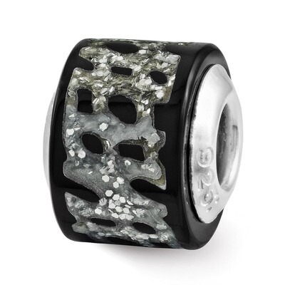 Black Silver Glitter Bead - Sterling Silver QRS3209, MPN: QRS3209, 191101193514