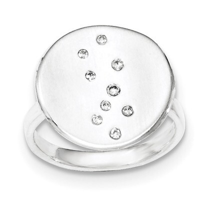 Polished &amp; Satin CZ Disc Ring Sterling Silver QR5997-6