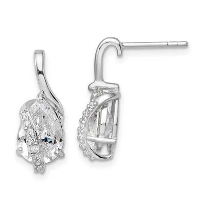 Overlap Teardrop CZ Diamond Post Earrings Sterling Silver Rhodium-Plated QE15695, MPN: QE15695, 196…