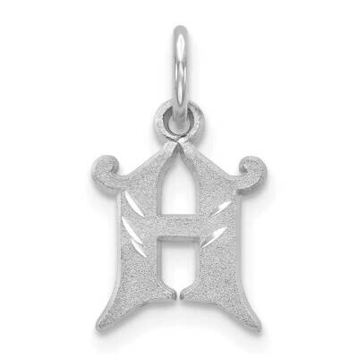 Initial H Charm 10k White Gold Diamond-cut 10WCH139-H, MPN: 10WCH139-H,