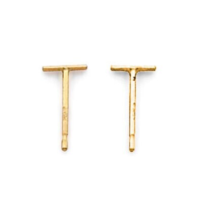 Single Notched Friction T-Bar Earring Post 14k Yellow Gold YG692, MPN: YG692,