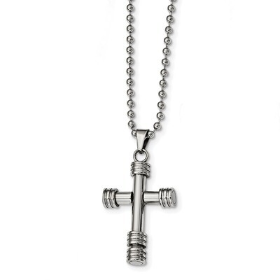 Cross Necklace Stainless Steel Polished SRN2431-22 by Chisel, MPN: SRN2431-22, 191101855061