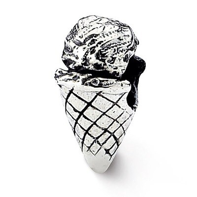 Ice Cream Cone Bead - Sterling Silver QRS1876, MPN: QRS1876, 883957310725