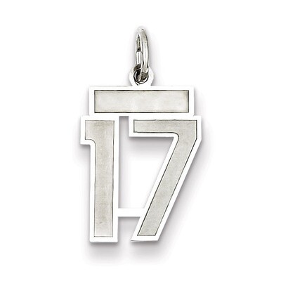 Charm Number 17 Satin Sterling Silver Small QPS17, MPN: QPS17, 191101282461