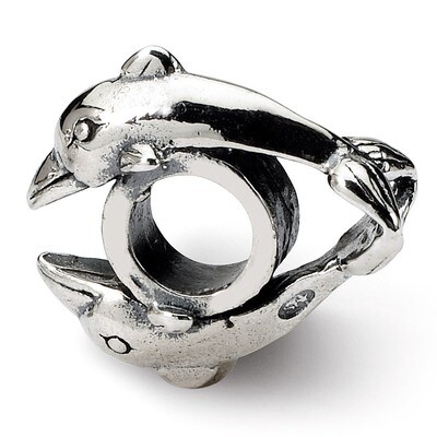 2 Dolphins Bead - Sterling Silver QRS243, MPN: QRS243, 883957721415