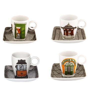 Vista Alegre Alma De Lisboa Set of 4 Cups &amp; Saucers with Gift Box, MPN: 21114192,
