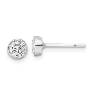 CZ Diamond Post Earrings Sterling Silver Polished QE16136, MPN: QE16136, 196904169162