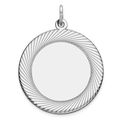 Engravable Round Polish Front Satin Back Disc Charm Sterling Silver Rhodium-plated QM520/27, MPN: Q…