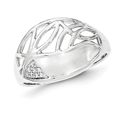 Polished &amp; Satin CZ Pattern Ring Sterling Silver QR6128-6