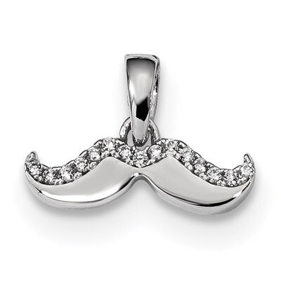 CZ Diamond Mustache Pendant Sterling Silver Rhodium-plated QP4842, MPN: QP4842,