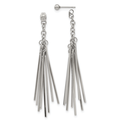 Multi Bar Front &amp; Back Post Dangle Earrings Stainless Steel Polished SRE1270 by Chisel, MPN: SRE127…