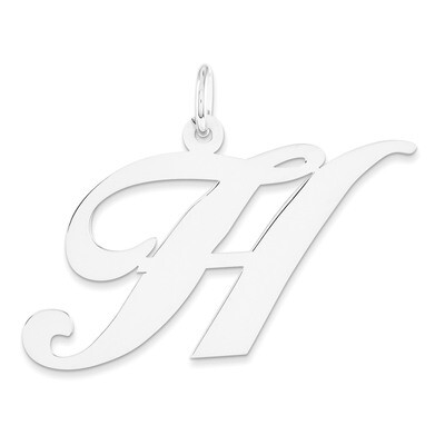 Large Fancy Script Initial H Charm 14k white Gold YC655H, MPN: YC655H, 191101634666