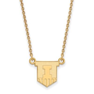 University of Illinois Small Pendant with Chain Necklace 14k Yellow Gold 4Y054UIL-18, MPN: 4Y054UIL…