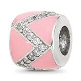 Pink Enamel with CZ Design Bead Sterling Silver QRS4350, MPN: QRS4350,