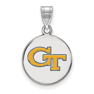Georgia Institute of Technology Medium Enamel Disc Pendant Sterling Silver SS034GT, MPN: SS034GT, 8…