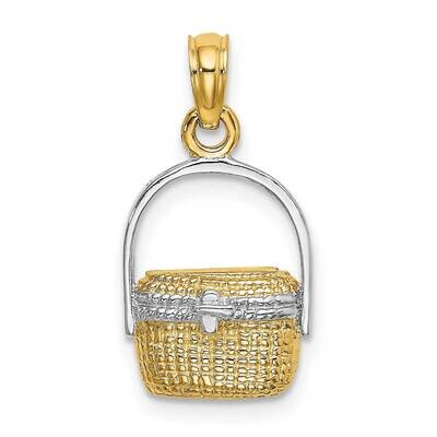 2-D Nantucket Basket Charm 14k Gold Rhodium K9171, MPN: K9171, 637218066520