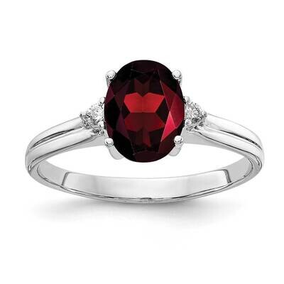 8x6mm Oval Garnet Diamond Ring 14k White Gold Y4600GA_AA, MPN: Y4600GA_AA, 883957472546