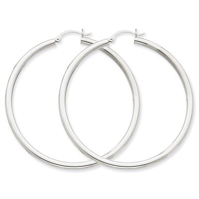 3mm Round Hoop Earrings 10k White Gold 10T855, MPN: 10T855, 883957895802