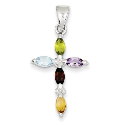 Multi-Color Diamond Cross Pendant Sterling Silver QC4322, MPN: QC4322, 886774108896