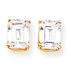9x7mm Emerald Cut CZ Diamond Earrings 14k Gold XE68CZ Diamond, MPN: XE68CZ, 883957096315