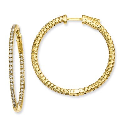 Diamond In and Out Round Hoop Earrings Sterling Silver Gold-plated QE7562Y, MPN: QE7562Y, 886774298…