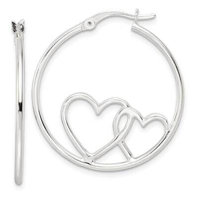 Hearts Round 1.5x30mm Hoop Earrings Sterling Silver QE16458, MPN: QE16458, 196904165836