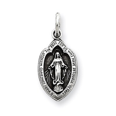 Miraculous Medal Antiqued Sterling Silver QC5502, MPN: QC5502, 191101182907