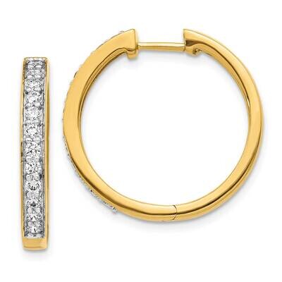 Yellow Diamond Hoop Earrings 14k Gold EM5367-075-YA, MPN: EM5367-075-YA, 883957453316