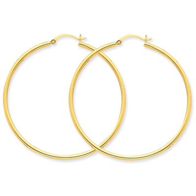 Polished 2mm Round Hoop Earrings 10k Gold 10T921, MPN: 10T921, 883957896076
