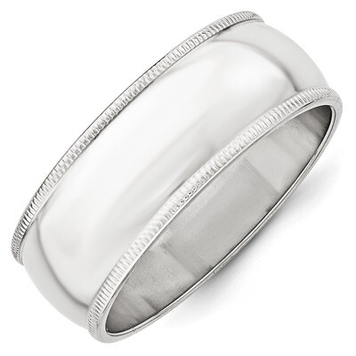 8mm Milgrain Half Round Band 14k White Gold WM080 Engravable, MPN: WM080, 886774471228