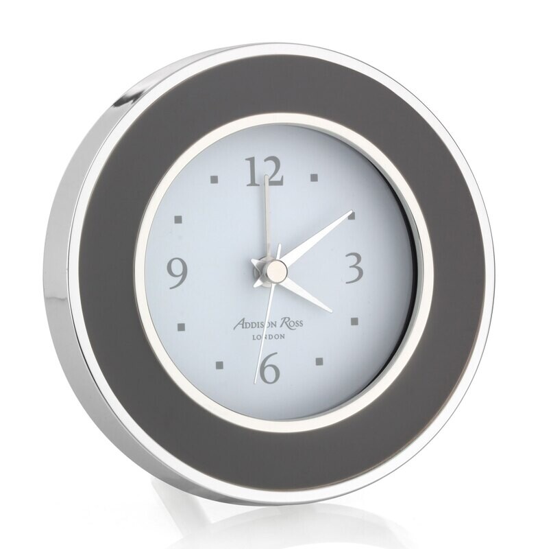 Addison Ross Taupe & Silver Silent Alarm Clock 4 x 4 InchSilver-plated FR5502