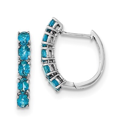 London Blue Topaz Hinged Hoop Earrings Sterling Silver Rhodium Polished QE12619BT, MPN: QE12619BT, …