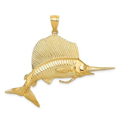 Satin Sailfish Charm 14k Gold 3-D Polished K8014, MPN: K8014, 637218051809