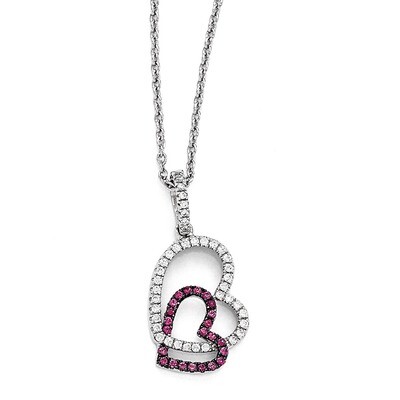 Hearts Necklace Sterling Silver &amp; Cubic Zirconia QMP1096-18, MPN: QMP1096-18, 191101471858