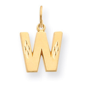 Diamond-cut Initial W Charm 14k Gold Solid Satin C566W, MPN: C566W, 883957861029