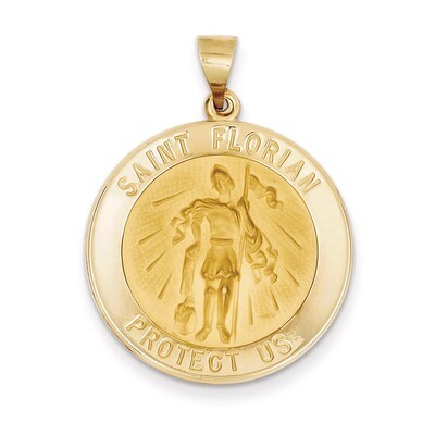 Saint Florian Medal Pendant 14k Gold Polished and Satin XR1320, MPN: XR1320, 883957475240