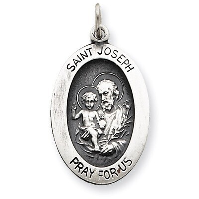 Saint Joseph Medal Antiqued Sterling Silver QC5687, MPN: QC5687, 191101183621