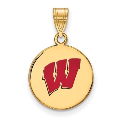 University of Wisconsin Medium Enamel Disc Pendant Gold-plated Silver GP040UWI, MPN: GP040UWI, 8867…