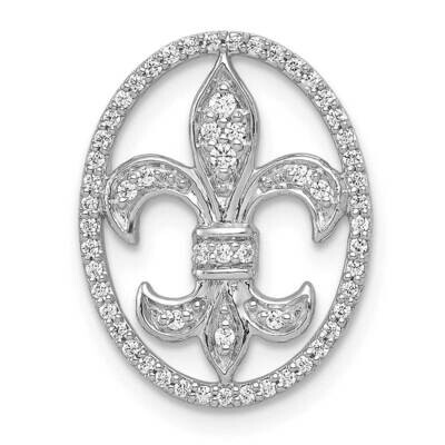 Oval 1/5Ct. Diamond Fleur De Lis Chain Slide 14k White Gold PM4070-020-WA, MPN: PM4070-020-WA, 8839…