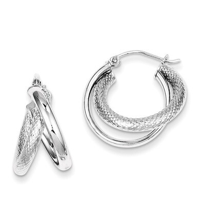 Polished &amp; Hoop Earrings Sterling Silver Rhodium-plated QE8400, MPN: QE8400, 883957480329