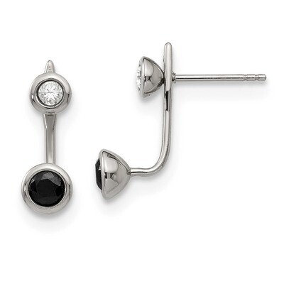 Black and White CZ Post Earrings Stainless Steel Polished SRE1284 by Chisel, MPN: SRE1284, 19110149…