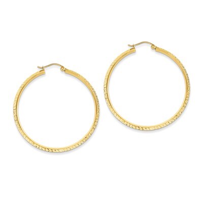 Knife Edge Diamond-cut Hollow Hoop Earrings 14k Gold TC821, MPN: TC821, 886774731438