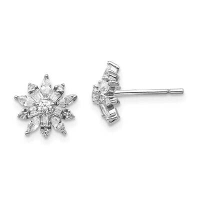 CZ Diamond Post Earrings Sterling Silver Rhodium Plated QCM1427, MPN: QCM1427, 886774017969