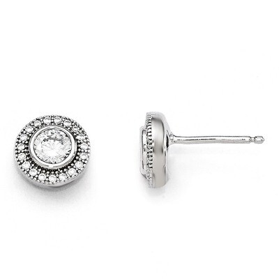Post Earrings Sterling Silver &amp; Cubic Zirconia Polished QMP328, MPN: QMP328, 886774165158