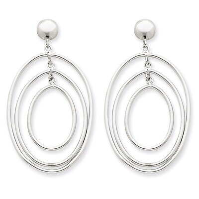 Oval Circle Dangle Post Earrings 14k White Gold TL133, MPN: TL133, 191101372124